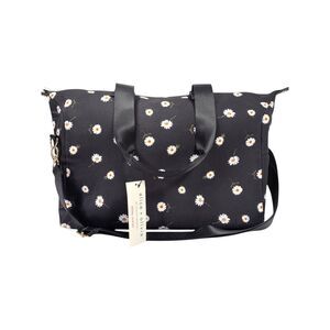 Alice + Olivia Black Daisy Print Duffel Bag NWT Floral Travel Gym Carry On